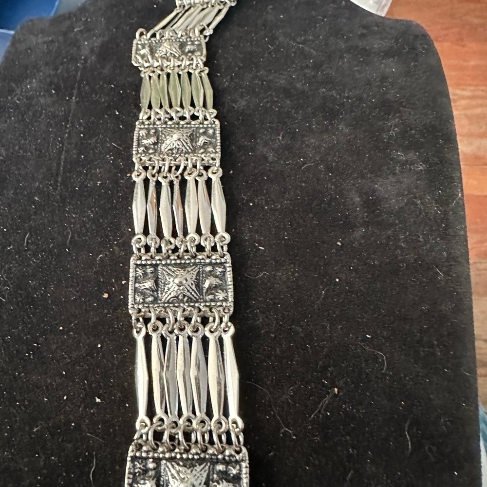 Vintage Taxco Sterling Silver Multi-Row Panel Link Bracelet Unisex - Picture 6 of 8
